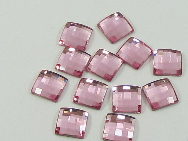 12 Pcs 8mm CHESSBOARD LIGHT ROSE SQUARE FLATBACK European Rhinestones